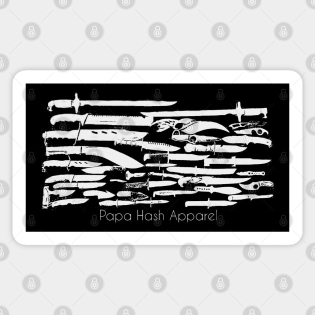 Papa Hash Apparel: Knives White Sticker by Papa Hash's House of Art